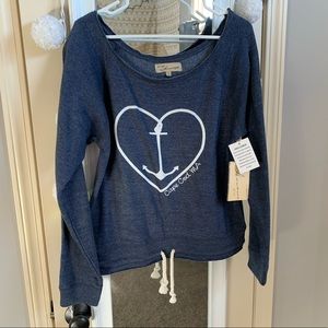 Navy Cape Cod Tie Front Sweater